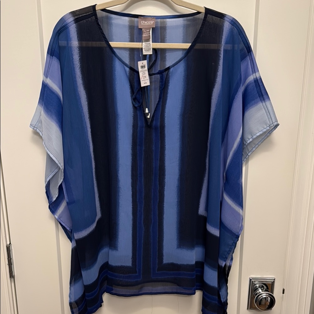 Chico's Navy and Sky Blue Sheer Tunic